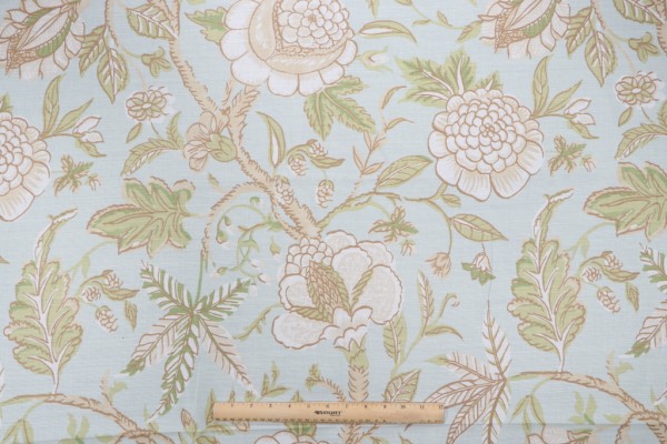 Thibaut Fanfare F96752 Printed Drapery Fabric in Aqua