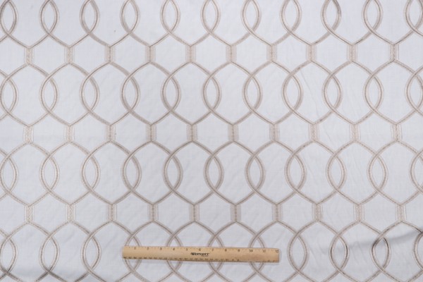 Hourglass Embroidered Drapery Fabric in Snow