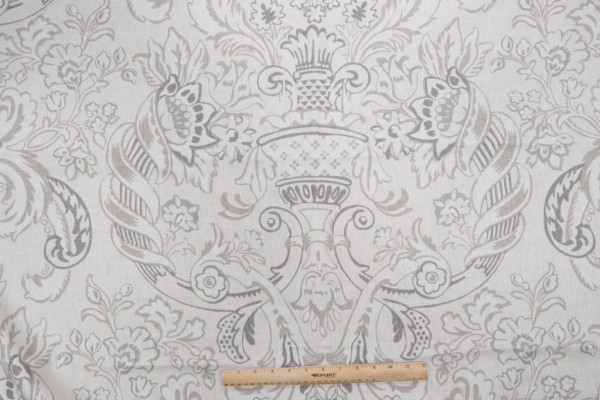 Portfolio Royale Printed Linen Drapery Fabric in Slate for Kravet CLOSEOUT