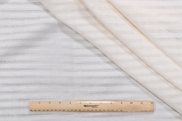 Royal Stripe Sheer Drapery Fabric in Bisque