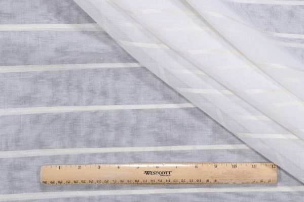 Alea Stripe Sheer Drapery Fabric in Champagne