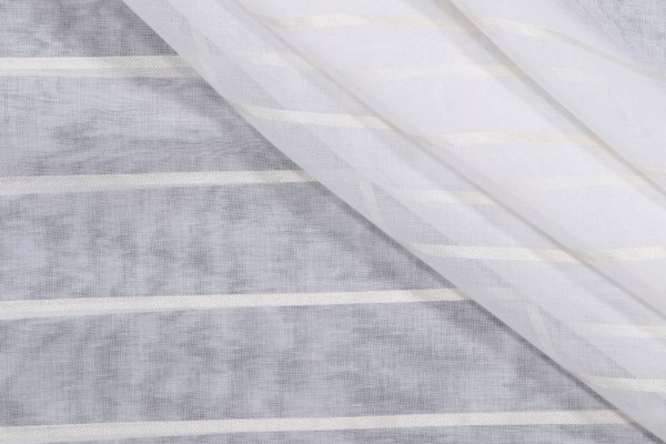 Alea Stripe Sheer Drapery Fabric in Champagne