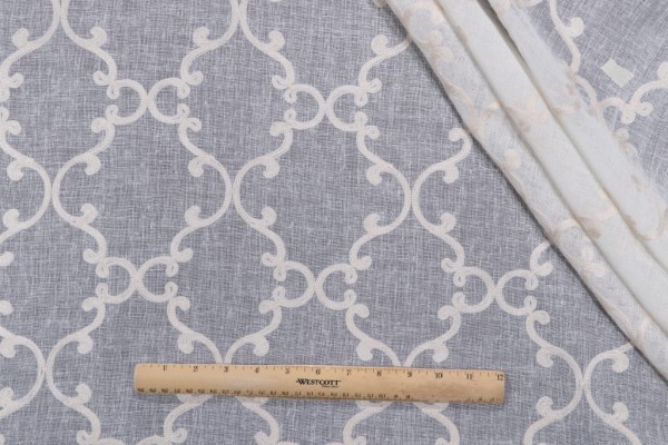 Firestar Sheer Embroidered Drapery Fabric in Ivory