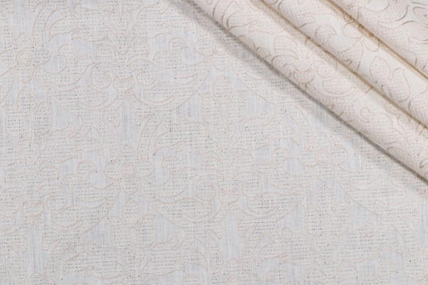 1 Yard Ersa Embroidered Drapery Fabric in Moonstone