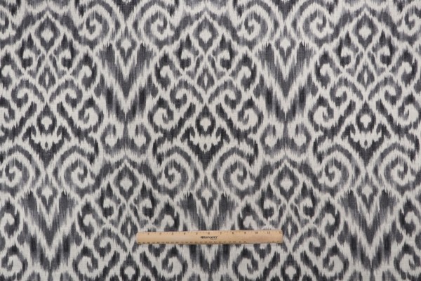Williamsburg Thompson Ikat Printed Linen Blend Drapery Fabric in Pewter 