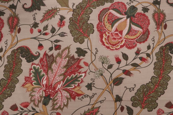 Thibaut Dorchester F99011 Printed Drapery Fabric in Red on Tan