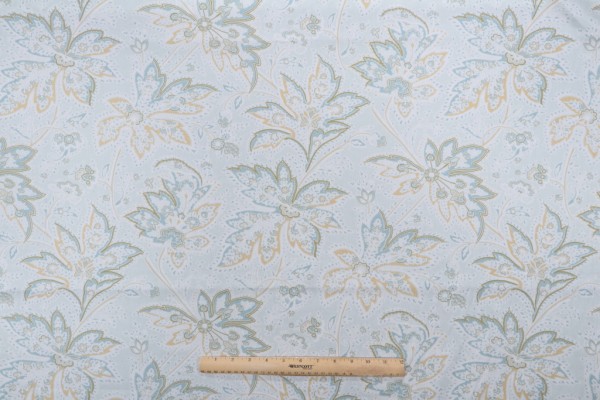 Thibaut Brunswick F9104 Printed Cotton Twill Drapery Fabric in Aqua