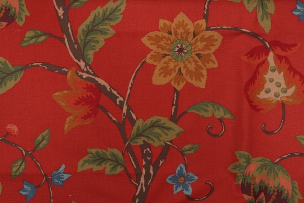 Thibaut Baron F91306 Printed Cotton Drapery Fabric in Red