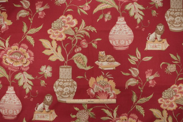 Thibaut Marrakesh F93328 Printed Drapery Fabric in Red