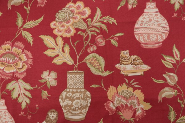 Thibaut Marrakesh F93328 Printed Drapery Fabric in Red