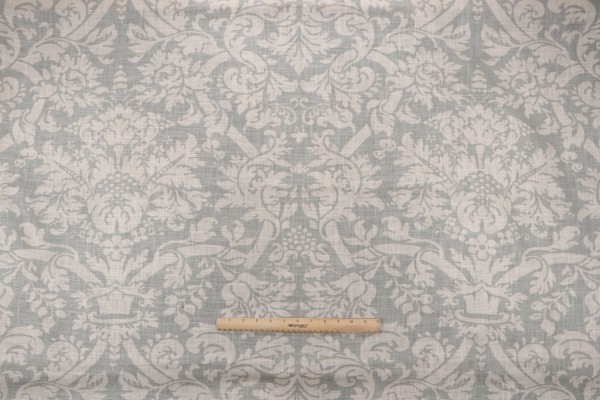 Thibaut Residence Damask F91349 Printed Linen Blend Drapery Fabric in Slate Blue