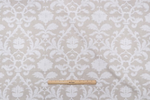 Thibaut Anita Damask F98635 Printed Drapery Fabric in White on Natural