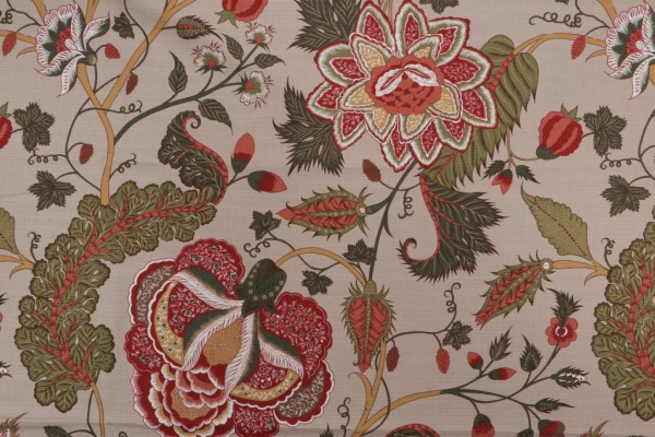 Thibaut Dorchester F99011 Printed Drapery Fabric in Red & Tan