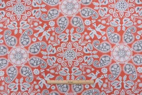 PK Lifestyles Peruvian Craft Printed Polyester Outdoor Fabric in Peachtini 