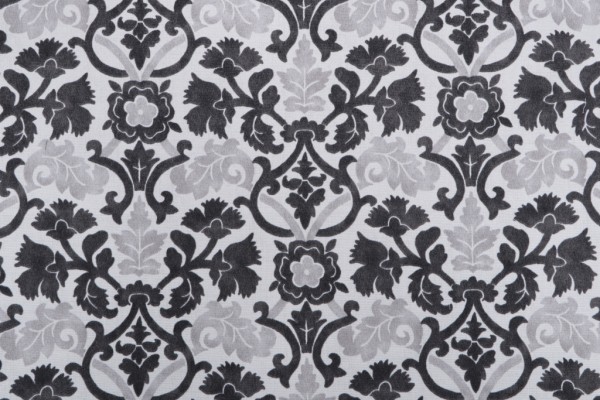 Waverly Anika Printed Polyester Outdoor Fabric in Onyx 