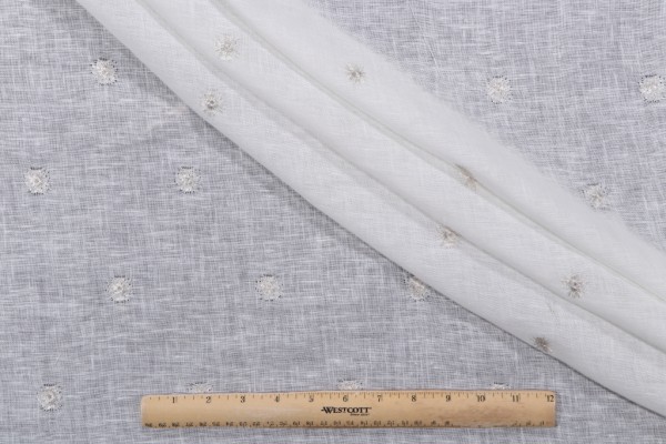 Kaufmann Pippa Sheer Embroidered Drapery Fabric in Winter White 