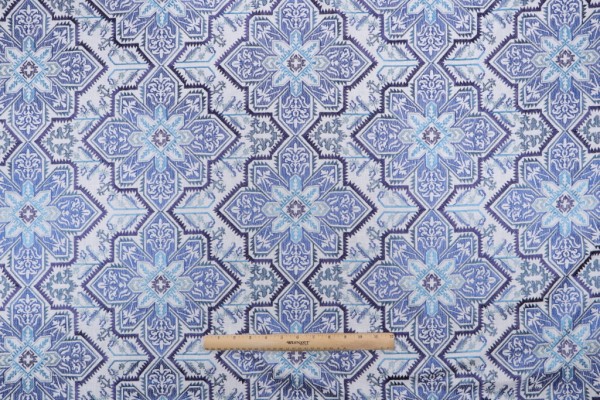 Waverly Crystalline Embroidered Drapery Fabric in Lapis 