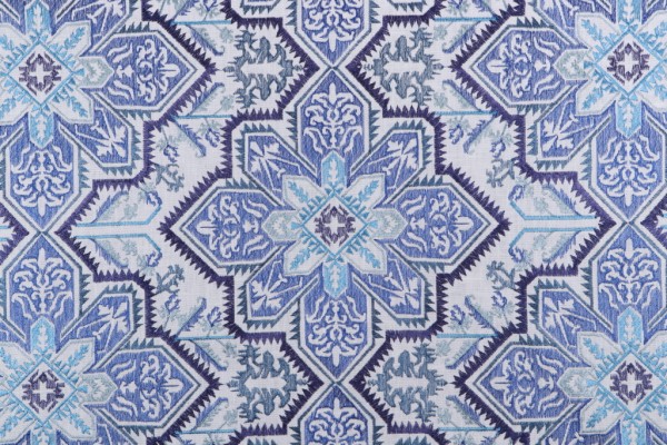 Waverly Crystalline Embroidered Drapery Fabric in Lapis 