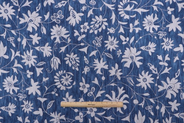 Kaufmann Khari Printed Cotton Drapery Fabric in Indigo 