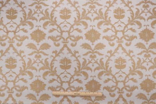 Thibaut Anita Damask F98636 Printed Drapery Fabric in Metallic on Natural