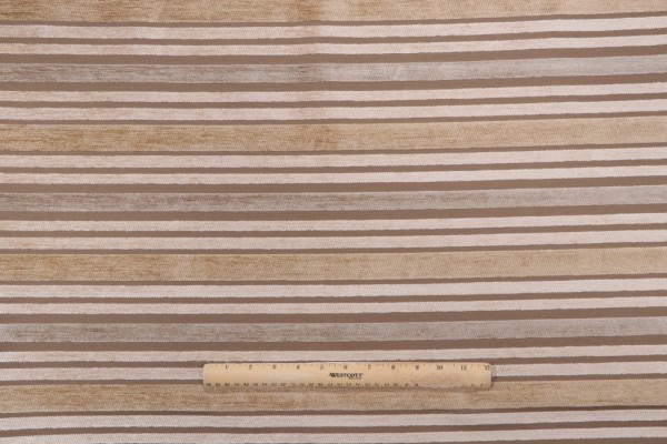 Thibaut Baltic Stripe W71820 Woven Chenille Upholstery Fabric in Beige and Taupe