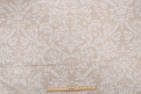 Thibaut Residence Damask F91348 Printed Linen Blend Drapery Fabric in Beige