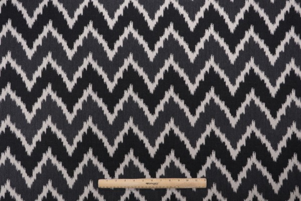 Tempotest Ikat Chevron Woven Solution Dyed Acrylic Outdoor Fabric in Charcoal