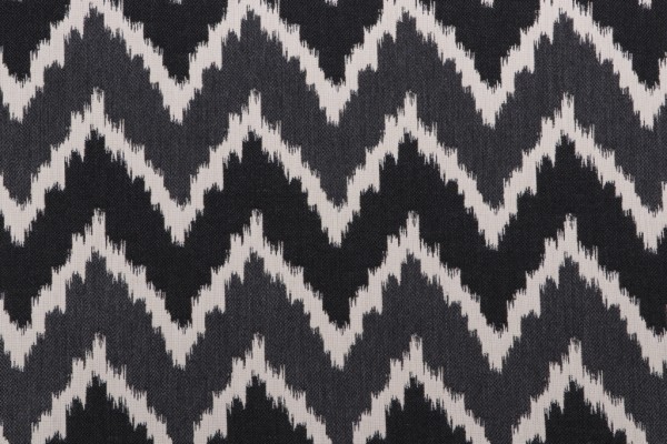 Tempotest Ikat Chevron Woven Solution Dyed Acrylic Outdoor Fabric in Charcoal