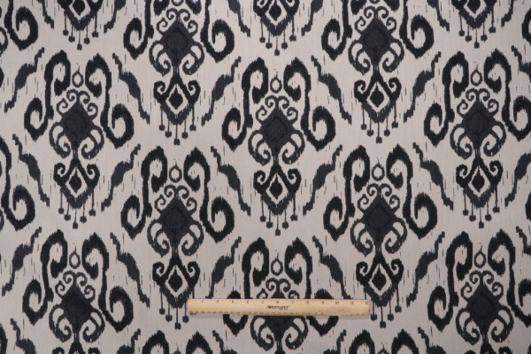 Tempotest Ikat Woven Solution Dyed Acrylic Outdoor Fabric in Onyx