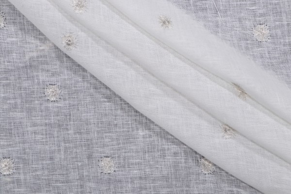 P Kaufmann Pippa Sheer Embroidered Drapery Fabric in Winter White