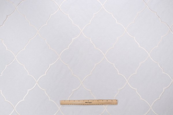 Nala Trellis Embroidered Drapery Fabric in Off White 