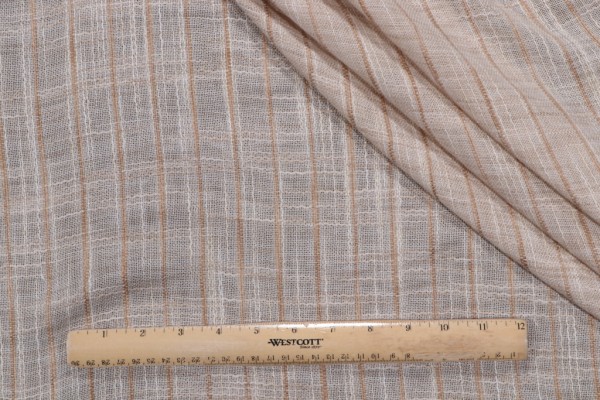 Persephone Stripe Sheer Drapery Fabric in Tan