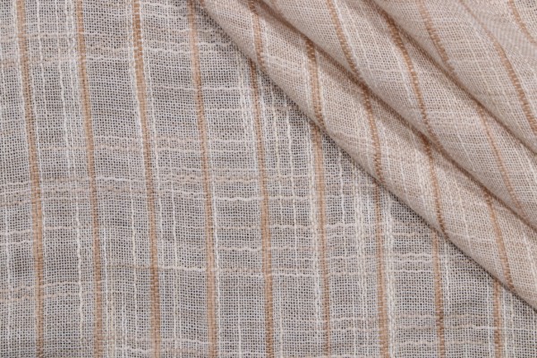 Persephone Stripe Sheer Drapery Fabric in Tan