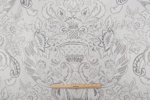 Portfolio Textiles Royale Printed Linen Drapery Fabric in Slate for Kravet CLOSEOUT