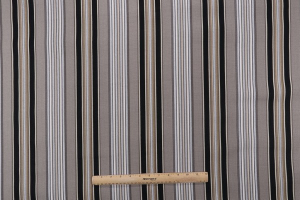Waverly Getaway Stripe Printed Polyester Outdoor Fabric in Onyx