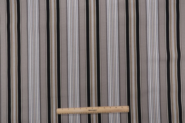 Waverly Getaway Stripe Printed Polyester Outdoor Fabric in Onyx