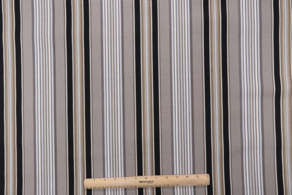 Waverly Getaway Stripe Printed Polyester Outdoor Fabric in Onyx