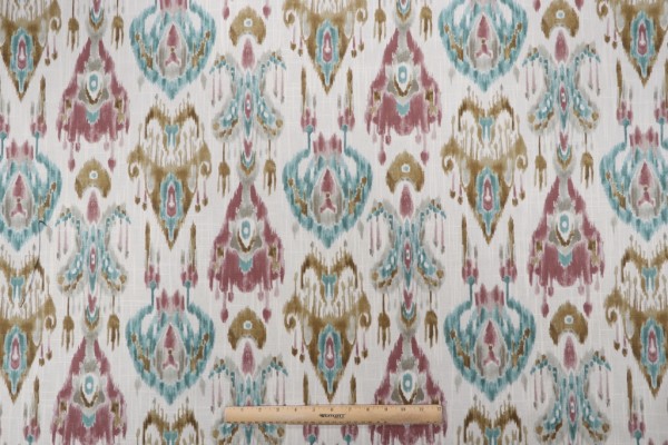 Mill Creek Ikat Printed Cotton Drapery Fabric in Jewel 