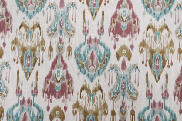 Mill Creek Ikat Printed Cotton Drapery Fabric in Jewel 