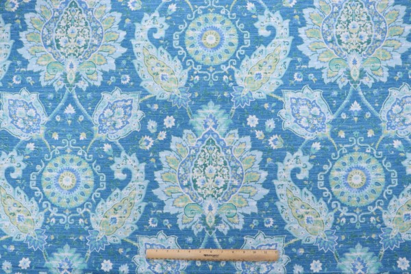 Richloom Cadogan Printed Linen Blend Drapery Fabric in Oasis 