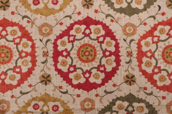 Richloom Cornwall Printed Linen Blend Drapery Fabric in Spice 