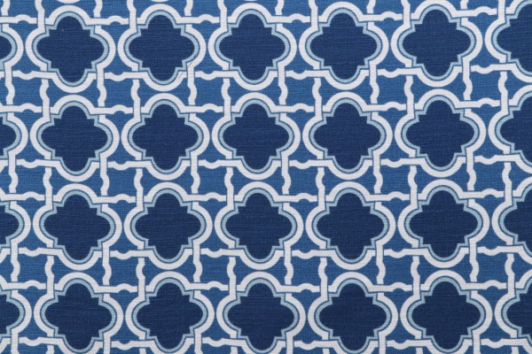 Mill Creek Trellis Printed Cotton Drapery Fabric in Blue 