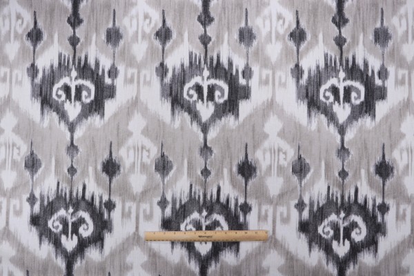 Richloom Ikat Printed Cotton Drapery Fabric in Graphite 