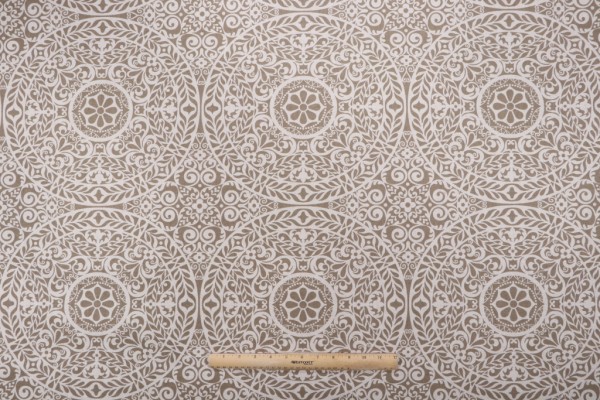 Richloom Medallion Printed Drapery fabric in Stone 