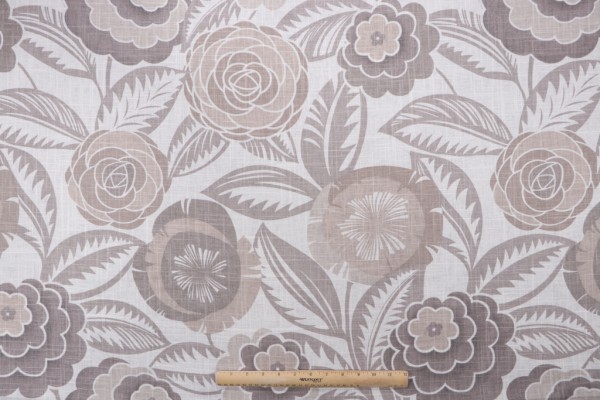Richloom Havana Printed Linen Blend Drapery Fabric in Greystone 