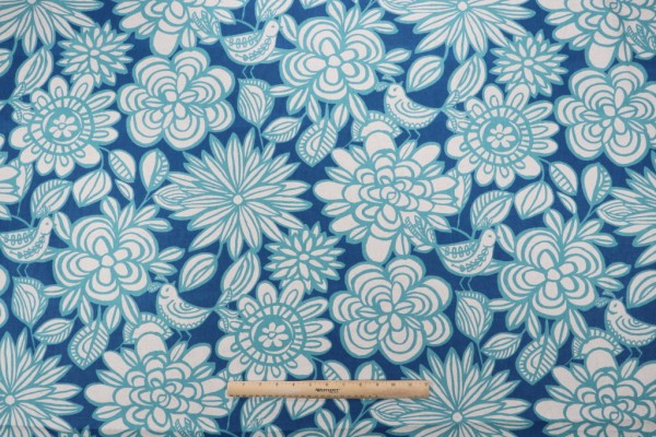 Richloom McVie Printed Drapery Fabric in Denim 