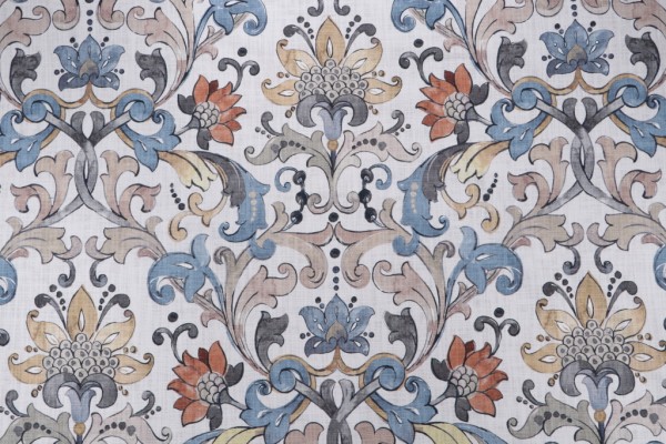 Hamilton Chamberlain Printed Cotton Drapery Fabric in Slate 