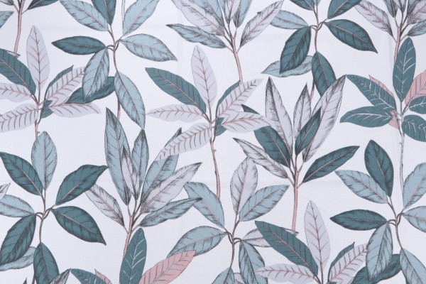 Stof France Ficus Printed Cotton Drapery Fabric in Sauge 