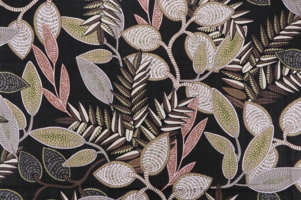 Stof France Uluru Printed Cotton Drapery Fabric in Brun 