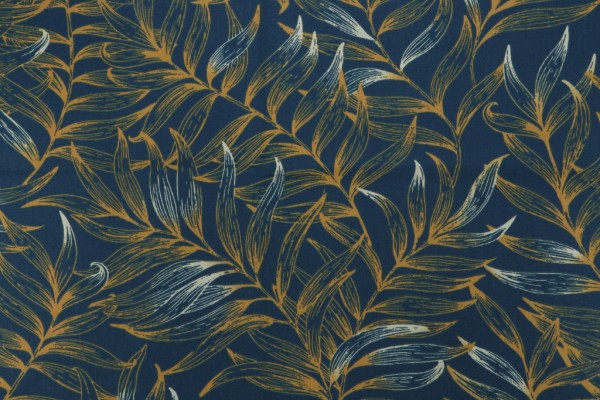 Stof France Laugula Printed Cotton Twill Drapery Fabric in Canard 